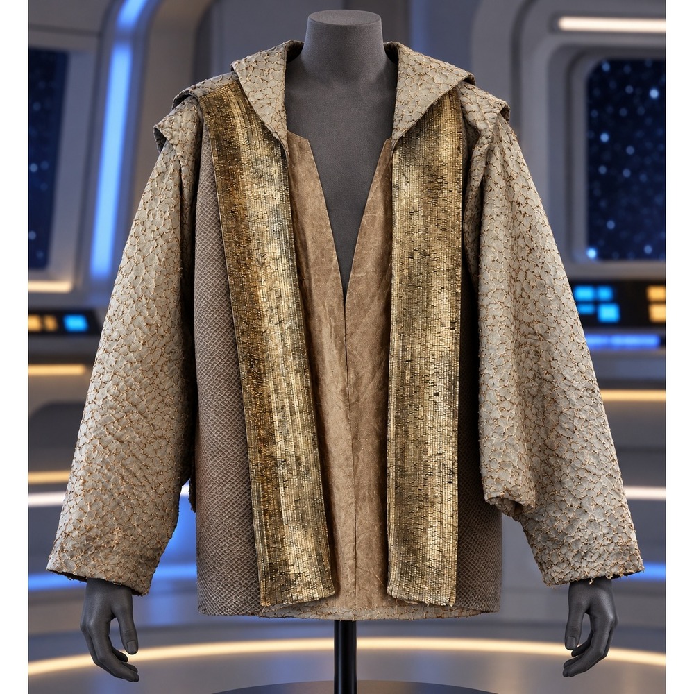 Custom Handmade Hooded Textured Robe Gold Metallic Sci-Fi Fantasy